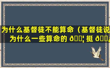 为什么基督徒不能算命（基督徒说为什么一些算命的 🐦 挺 🌿 准的）